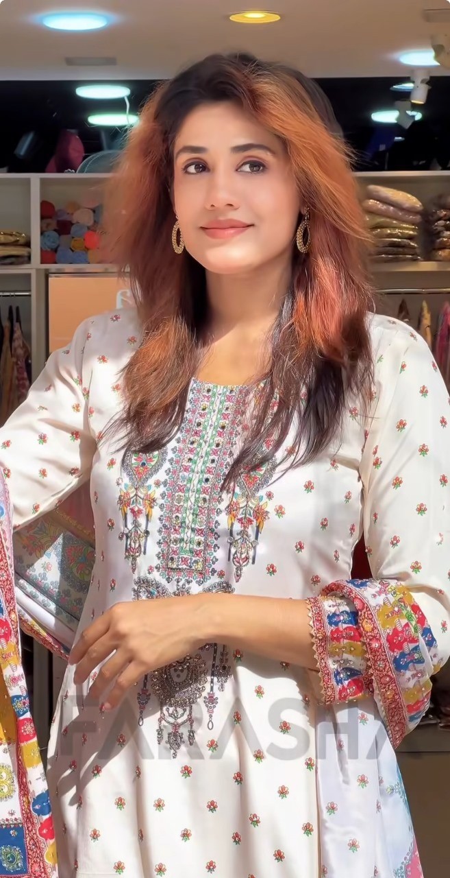 Mirror work printed suits