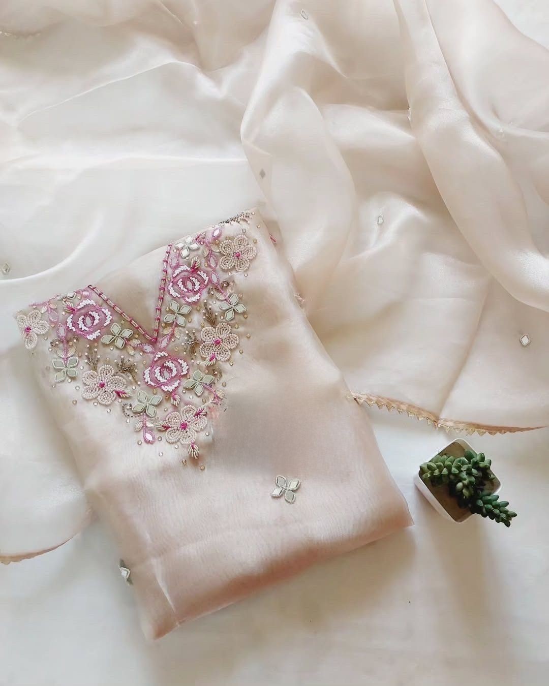 Organza gota work dress