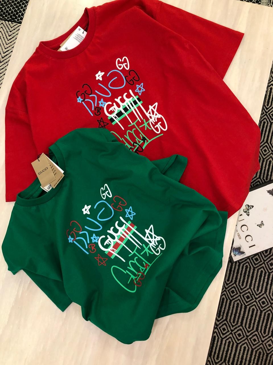 GUCCI VERY PREMIUM UNISEX COTTON LYCRA DROP SHOULDER