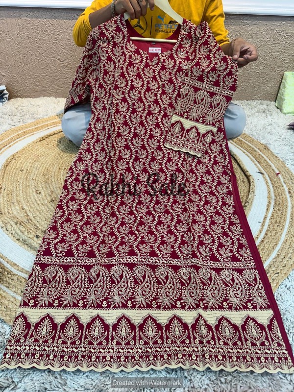 Beautiful Lucknowi Kurti on pure cotton